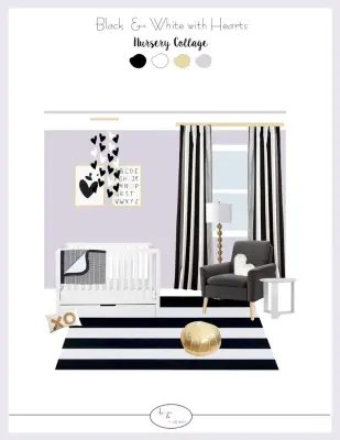 Monochrome Hearts Nursery — Interior Design & Decorating project by Interiors By SarahRose