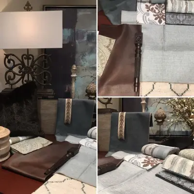 Azure and Chestnut Lounge — Interior Design & Decorating project by Dawneva/Ethan Allen Design Center Peoria Il