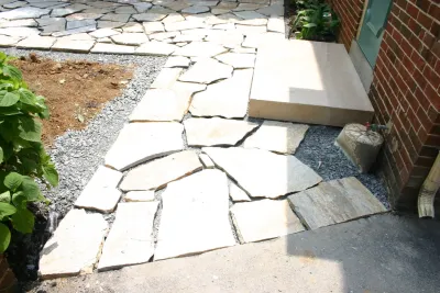 Natural Stone patio and walkway by Indian Run Landscaping II, LLC
