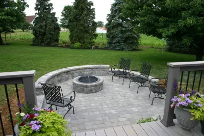 Patio with Fire Pit by Indian Run Landscaping II, LLC