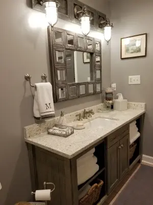 Custom Mirror and Lighting Frame Bathroom Cabinets — Custom Cabinets & Cabinetry project by Eurocraft Inc