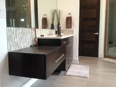 Restrooms — Custom Cabinets & Cabinetry project by B-Squared Wood Works