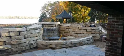 Beautiful Waterfall & Fire Feature — Landscape Construction project by Integrity Construction & Landscaping