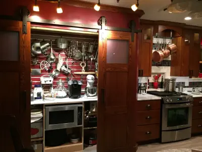 Baking Center Sliding Doors — Custom Cabinets & Cabinetry project by Kelwood Designs LLC & Cabinetry