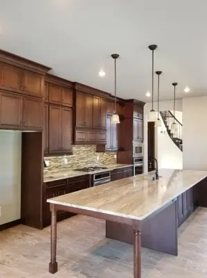 York Chocolate Cabinets in New Home Construction Showcase — Custom Cabinets & Cabinetry project by Bliss Cabinets