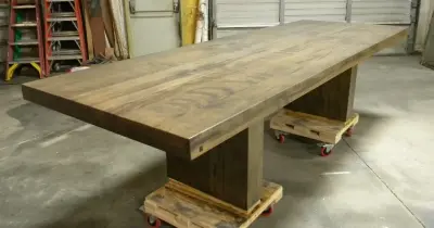 Custom Oxidized Ambrosia Maple Dining Table — Custom Cabinets & Cabinetry project by Eurocraft Inc