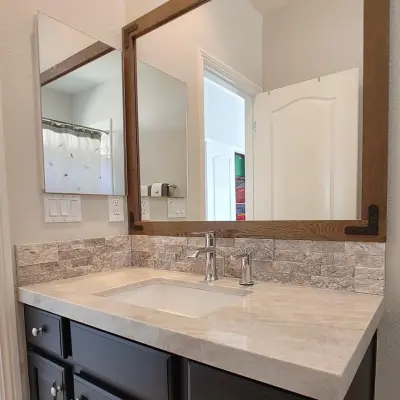 Polished Bathroom Countertops in Quartzite Taj Mahal by CMG Granite And Stone Inc.