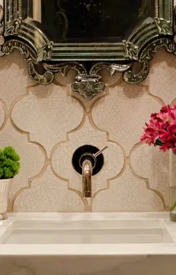 Contemporary Asian-Inspired Powder Bathroom in Alamo Heights by BRADSHAW DESIGNS San Antonio — Countertop Installation Services project by Delta Granite And Marble, Inc.