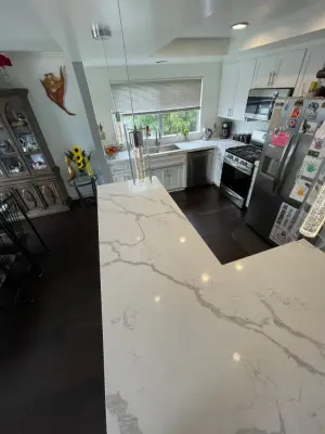 Calacatta Lazzia Quartz Kitchen Countertops by CMG Granite And Stone Inc.