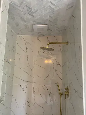 Primary bathroom renovation — Countertop Installation Services project by Bonetti Tile