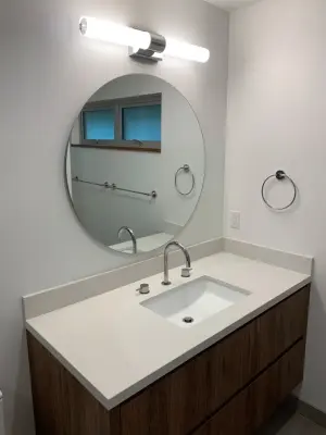 Quartz countertop for bathrooms — Countertop Installation Services project by CMG Granite And Stone Inc.