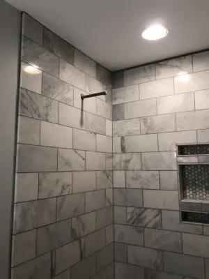 Stone Rain Shower — Countertop Installation Services project by B & W Designer Tile