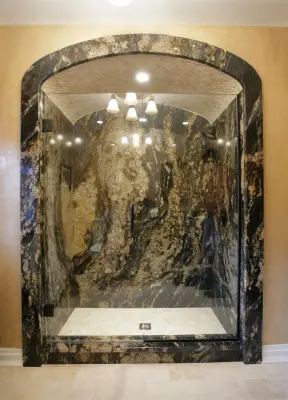 Shower Enclosure for Bathroom — Countertop Installation Services project by Olympia Stone Ltd.