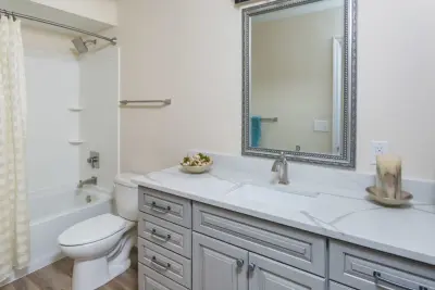 Holiday Home Restrooms — Countertop Installation Services project by AK Natural Stone Craft