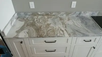 White Marble Alpha — Countertop Installation Services project by Ohio Valley Solid Surface