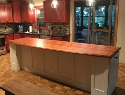 Brazilian Cherry Butcher Block Countertop by Armani Fine Woodworking — Countertop Installation Services project by Armani Fine Woodworking