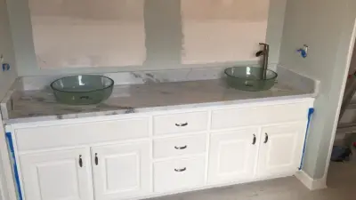 Blue Light Dolomite Bathroom Countertops by Paradise Granite LLC