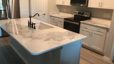 Blue Light Dolomite Kitchen Surfaces by Paradise Granite LLC