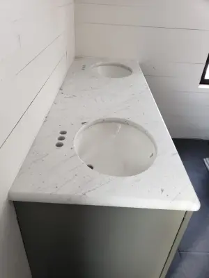 Restroom Surfaces — Countertop Installation Services project by Elegant Stone Products, Inc.
