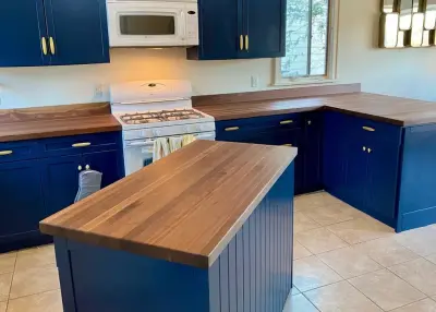 Dark Walnut Countertop and Island by Garden State Soapstone