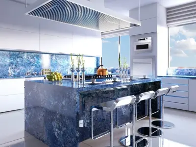 Natural Stone Kitchen with Blue Agate — Countertop Installation Services project by C.H. Briggs
