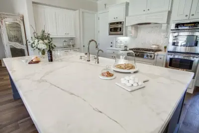 Borghini Extra Calacatta Gold and Statuario Marble for Kitchen and Master Bath by Aria Stone Gallery