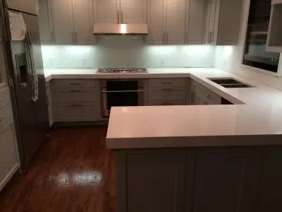 Cambria 3cm mitered edge with 3-inch profile — Countertop Installation Services project by Graniteworx Pensacola
