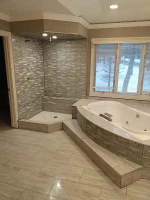 Tailor-Made Bathtub and Shower — Countertop Installation Services project by Bonetti Tile