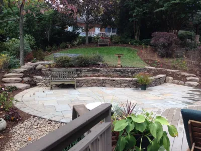 Curved hardscape — Landscape Construction project by Landscape Design Associates