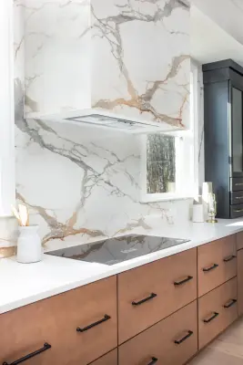 Timeless Gold Porcelain Canopy and Backsplash — Countertop Installation Services project by Marble Granite World