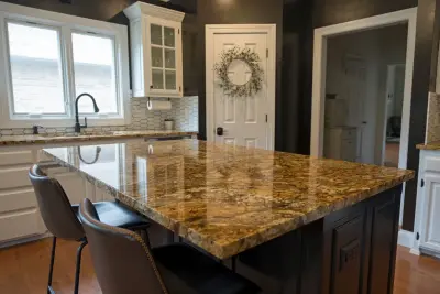 Granite Enhances Black and White Kitchen Appeal — Countertop Installation Services project by WilgusIQ