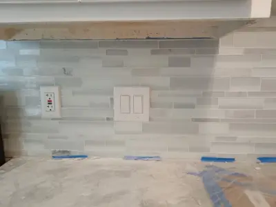 Kitchen renovation - backsplash in progress — Countertop Installation Services project by Bonetti Tile