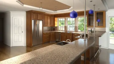 Mid-Sized Wooden Kitchen Cabinets — Countertop Installation Services project by Affordable Granite Inc