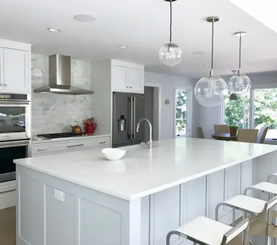 Bespoke White Quartz Countertop — Countertop Installation Services project by Mountain Marble & Tile