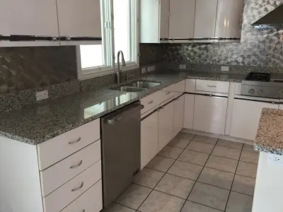 Luna Pearl granite kitchen surface — Countertop Installation Services project by Gomez Granite Countertops