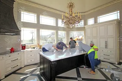 Luminous Quartzite Kitchen and Island Expansion — Countertop Installation Services project by Canaan Stone Works, LLC