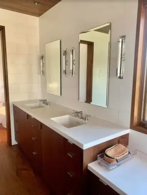 Contemporary Bathrooms — Countertop Installation Services project by CMG Granite And Stone Inc.