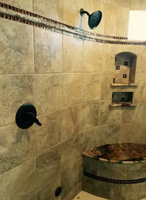 Tailored Elegant Shower — Countertop Installation Services project by Sandia Marble