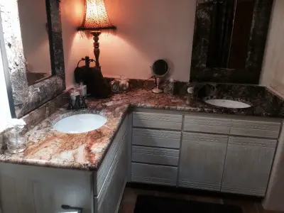 Elegant Master Bathroom — Countertop Installation Services project by Sandia Marble