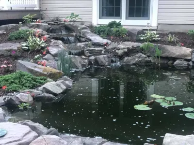 New 11x16' Backyard Ecosystem Pond in Berlin, NJ — Landscape Construction project by Landvista Aquascapes