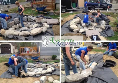 8'x11' Pond with Waterfall by Landvista Aquascapes