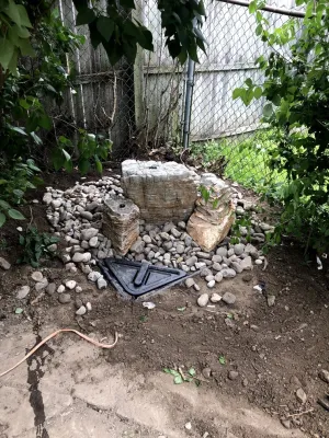 Triple Pagoda Stone Fountain — Landscape Construction project by Landvista Aquascapes