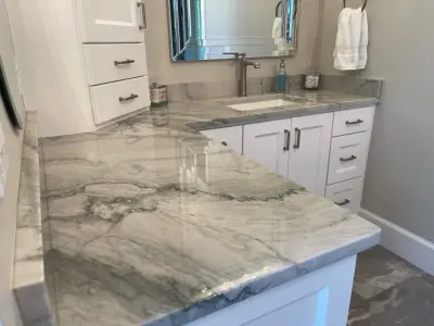 Quartzite Vanity for Bathrooms — Countertop Installation Services project by American Marble & Granite