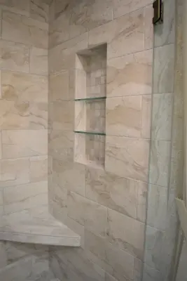 Timeless Shower Renovation — Countertop Installation Services project by Kemper Flooring Inc.