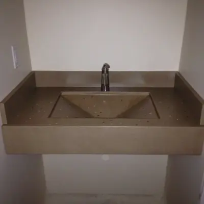 Compact Restroom — Countertop Installation Services project by Mark Schreck Concrete Designs