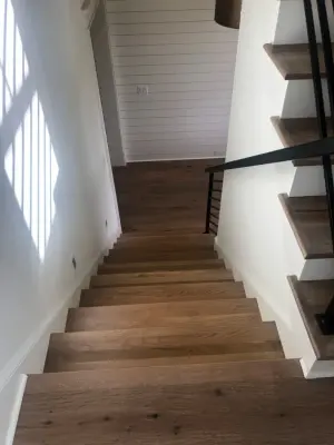 Watkinsville Home Stairwell Flooring — Countertop Installation Services project by Dalton Carpet One Floor & Home