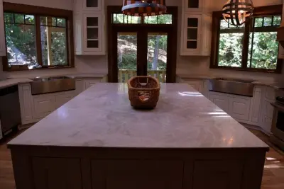 Leathered Quartzite Kitchen Featuring Taj Mahal - Our Project — Countertop Installation Services project by Trinity Granite & Marble