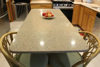 Caribbean Blue Quartz Traditional Kitchen — Countertop Installation Services project by Merlino Marble And Granite