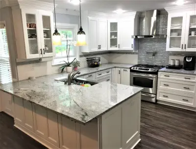 Viscon White Stone — Countertop Installation Services project by Stone Interiors LLC