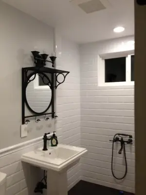Subway Tile Bathroom Renovation with a Transitional Style — Countertop Installation Services project by Family Floors & More